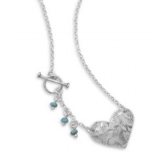 Sterling Silver Turquoise Bead Toggle Necklace