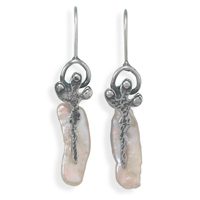 Sterling Silver Baroque Cultured Freshwater Pearl Earrings